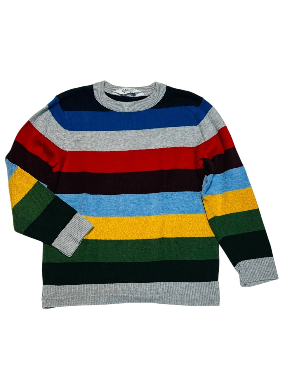 H&M boys 4-5Y Multicolor Striped Crewneck Sweater